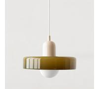 OEUBEQ Plafonnier Lampe Suspendue du Milieu du siècle Lampe Suspendue colorée avec Abat-Jour en Verre Éclairage Suspendu Vintage Luminaires Suspendus en Fer et Verre pour Chambre à Couche