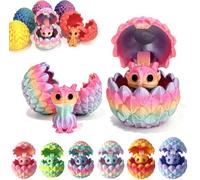 Oeuf de Dragon 3D Imprimé avec Dragon, Jouet en Dragon 3D Imprimé, Figurines de Dragon avec Oeuf, Lot de 6 Dragons 3D dans des Oeufs Surprise pour Cadeau d'Enfants pour Anniversaires, la Fête des