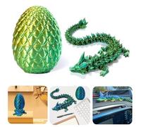 Oeuf de Dragon imprimé en 3D, Dragon en Cristal de Dragon entièrement articulé avec œuf de Dragon, Jouets Fidget for Adultes et Enfants ( Size : Laser Yellow-Green )