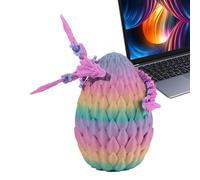 Oeuf de Dragon imprimé en 3D - Figurine PLA articulée, Arc-en- ailé | Jouet de Bureau à Collectionner, créature Mythique Chinoise créative, Cadeau pour, Filles et garçons, décoration