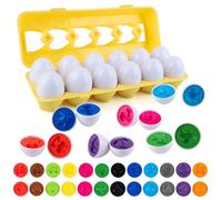 Oeuf de Paques, dellyy Oeuf Jouet Enfant, Oeufs de Paques Jouet, pour Les Tout-Petits Enfants d'âge Préscolaire Garçons Filles, Sensibilisation aux Numbers et Aux Formes (Transport)