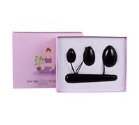 Oeuf de pierre de jade naturel Oeufs Yoni 3 pièces Oeufs de jade percés + 1 pièce bâton de massage pour l'exercice de Kegel Pierres de massage pour les femmes pour former les muscles