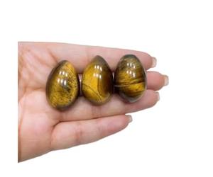 Oeuf en pierre de quartz naturelle de 30 mm - Agate améthyste polie à la main - Œufs de jade Y-o-n-i - Œufs de jade Y-o-n-i - Décoration de jardin - Artisanat - Cadeau - 3 pierres œil de tigre