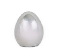 Oeuf en porcelaine argenté brillant Décoration de Pâques printanière hauteur 8cm
