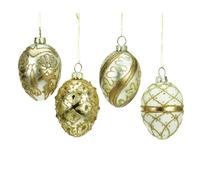 Oeuf en Verre Or Lot DE 4 Décorations de Noël (7 cm)