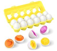 Oeuf Jouet Enfant 12pcs Jouets D'oeufs Trieur de Reconnaissance des Couleurs et des Formes des Œufs Assortis Oeufs Montessori Correspondant Puzzle Oeufs Éducatifs Géométrique Jouets pour Paques Noël
