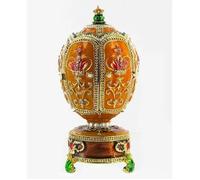 Oeuf Musical De Style Fabergé Avec Couronne Tournante, Dorures, Strass Et Perles Pour Pâques - Le Lac Des Cygnes (Tchaïkovski)