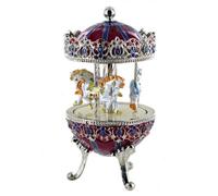 Oeuf Musical De Style Fabergé En Métal Avec Chevaux De Carrousel. Oeuf Musical Pour Pâques - Le Beau Danube Bleu (Strauss)