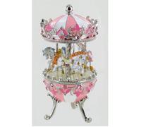 Boîte à musique pour les fêtes de Pâques/oeuf musical de style Fabergé en métal avec chevaux de carrousel et mécanisme musical à ressort de 18 notes (Réf: 15027) - La valse de Brahms