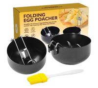 Oeufs à frire des œufs - Moules en silicone résistant à la chaleur, poignées pliables incluses | Lot de 2 moules anti-adhésifs avec poignée anti-brûlure pour crêpes ou omelettes à la maison, outils de