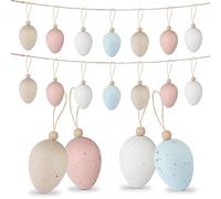 Oeufs de Pâques, 16pcs Oeufs de Paques à Suspendre, Oeuf De Pâques, Oeufs de Paques Decoration, Oeuf Paques, Oeufs en Plastique Suspendus avec Corde,Decoration Paques,Deco Paques,Panier de Paques