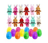Oeufs de Pâques avec jouets à l'intérieur, lapin en peluche doux avec pendentif - Kit pour décorer les œufs de Pâques remplis - Pour les , les filles, les garçons, la famille, la chasse