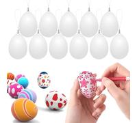 Oeufs de Paques Decoration,150 Oeuf Plastique Pâques,Peinture de Bricolage de Paques Couleurs,Oeufs en Plastique Suspendus avec Corde Oeufs de Paques à Décorer pour La Décoration et Les Cadeaux
