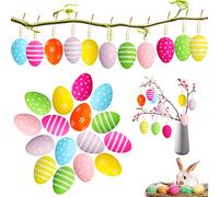 Oeufs de Paques Decoration, 24pcs Oeufs de Paques à Décorer, Colorant Oeuf de Paques, Peinture de Bricolage de Paques Colorés pour La Décoration, Activite Paques Enfant, Faux Oeufs pour Les Cadeaux