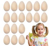 Oeufs de Pâques en bois à peindre - Œufs artisanaux non peints | 20 œufs en bois lisse pour bricolage, décorations de Pâques, cadeaux créatifs, jeux pour , activités artisanales et chasse