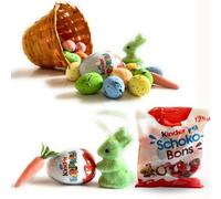 Oeufs de Pâques Kinder 2025 - Panier de Pâques + Oeuf Surprise Kinder + 125 Oeufs Shoko Bons + Décorations de Pâques