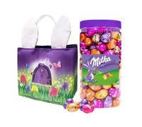 Oeufs de Pâques Milka avec panier de Pâques exclusif - mélange de saveurs - chocolat pour Pâques - oeufs de Pâques à cacher - en pot réutilisable - 850g