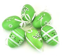 Oeufs de Pâques peints, verts, 6 pièces, 6x4 cm