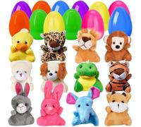 Oeufs De Pâques Pré-remplis - 24 Mini Œufs D'animaux En Peluche, Ensemble De Cadeaux De Fête Pour | Jouet De Prix De Salle De Classe Pour La Chasse Aux Œufs, Panier De Farce, Remplissage De Sa
