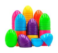 Oeufs de Pâques remplis - 50 morceaux d'œufs colorés à remplir | Jouets coquillages lumineux de différentes couleurs | pour fête de , chasse aux œufs de Pâques, remplissage de panier, décoration