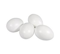 Rayher Lot d’œufs en plastique, blanc, 4 pces., ø 10cm, intérieur/extérieur, arts créatifs, décoration, Dimanche des Rameaux, Pâque-3907200