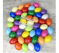 Oeufs en plastique - LEALOO - Lot de 50 - 6 cm - Couleurs assorties - Accroches incluses