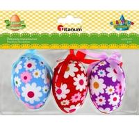 Oeufs en polystyrène 45x70mm en fleurs 3pcs mix