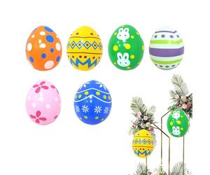 Oeufs gonflables de Pâques pour extérieur, 6 grandes fournitures gonflables de printemps pour fêtes, décoration d'œufs de Pâques pour fête, jardin, patio, terrasse, pelouse, entrée, parc