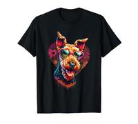 Oeuvre d'art Airedale Terrier Dog St Valentin T-Shirt Graphique avec Valeur, Homme, Noir, L