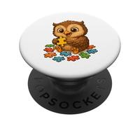 Oeuvre d'art de Chouette - Design Mignon pour Les Amateurs de hiboux et de Puzzles PopSockets PopGrip Adhésif