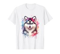 Oeuvre d'art du Chien Klee Kai de l'Alaska T-Shirt Graphique avec Valeur, Homme, Blanc, M