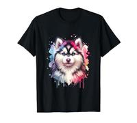 Oeuvre d'art du Chien Klee Kai de l'Alaska T-Shirt Graphique avec Valeur, Homme, Noir, L