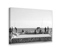 Oeuvre d'art représentant des scènes de pêche au large de la côte de Malaga, Espagne, décoration de chambre à coucher, bureau, chambre, cadeau, 30,5 x 45,7 cm (L x l)