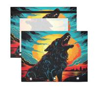 Oeuvre De Chien Aquarelle Trousses à Crayons Transparentes pour Chevet,Compatibles avec les Classeurs à 3 Anneaux(2 Pack)