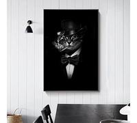 Oeuvre de Toile 40x60 cm sans Cadre Chat Costume Animal Gentleman Toile Peinture Photos Mur Art Affiches et Impressions Salon décor à la Maison