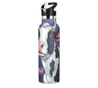 Oeuvre De Vache Pourpre Bouteille d'eau pour Enfants en Acier Inoxydable,Gobelet Isotherme Sous Vide pour Filles Garçons