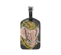 Oeuvre Roi des Éléphants Or Etiquettes à Bagages de Valises Voyage en Cuir Etiquette Nom Adresse ID Tags Drôle pour Les Garçons Filles(3PACK)