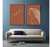 Oeuvre sur Toile 2 pièces 50x70cm sans Cadre Ligne Abstraite Corps Dames Ballerine Fille Mur Art Affiche et imprimé Mur Photo Salon décor à la Maison