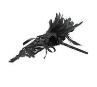 OEUVREBY Gants en maille noire avec plumes synthétiques pour cosplay, performance sur scène, femmes et filles