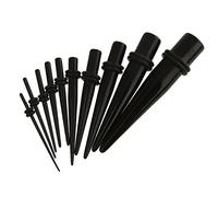 OEUVREBY Lot de 10 écarteurs d'oreille coniques et 9 paires de bouchons d'oreille tunnels noirs et argentés