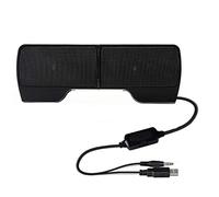 OEUVREBY Mini haut-parleur stéréo USB portable pour ordinateur portable, écran PC, lecteur de musique à clipser Noir