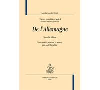 Oeuvres Complètes, Série 1 - Oeuvres Critiques Tome 3, De L'allemagne
