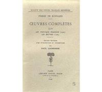 OEUVRES COMPLETES T.14 ART POETIQUE FRANCAIS RONSARD. PIERRE DE (Auteur)
