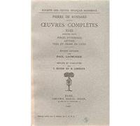 OEUVRES COMPLETES T.18 2EME PARTIE PIECES ATTRIBUEES RONSARD. PIERRE DE (Auteur)