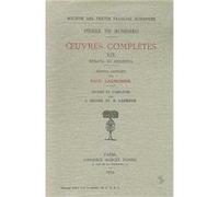 OEUVRES COMPLETES T.19 ERRATA ET ADDENDA RONSARD. PIERRE DE (Auteur)