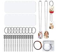 Oewnvmd Lot de 44 médailles Vierges en Aluminium pour Chien, avec chaîne, Collier, Porte-clés, Chauffant pour Carte d'identité, Pendentif