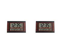 Oewwthy 2X Horloge Murale Numérique LCD Grand Nombre Temps Température Calendrier Alarme Table Horloge de Bureau Design Moderne Bureau Maison Noir