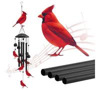 Oewwthy Carillon Éolien Cardinal pour Extérieur, en Métal Noir, Cadeau pour Femmes et