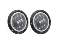 OEXRIGRU Feux avant Phare Avant LED 7 Pouces Pour Dodge Pour Dakota 2004, Feux Route/croisement H4 Avec Anneaux Lumineux Et Feux Jour (DRL) Phare projecteur avant(90w Halo light Black T)