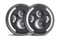 OEXRIGRU Feux avant Phare Avant LED 7 Pouces Pour Land Pour Rover Pour Defender Feux Route/croisement H4 Avec Anneaux Lumineux Et Jour (DRL) Phare projecteur avant(40w Halo light Black S)